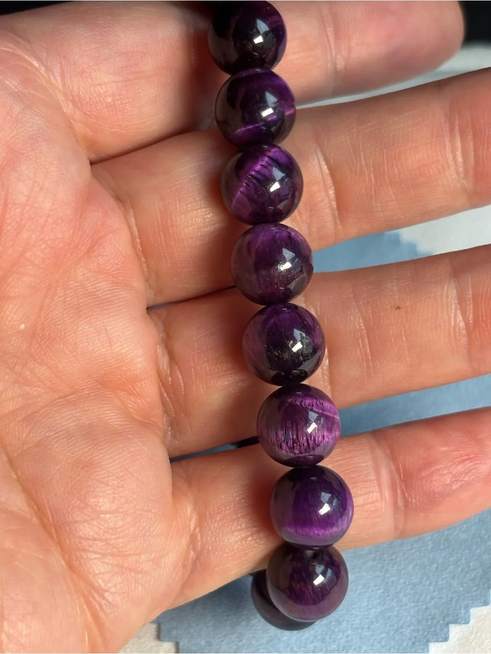 10mm Purple Tiger Eye Beaded Stretch Bracelet